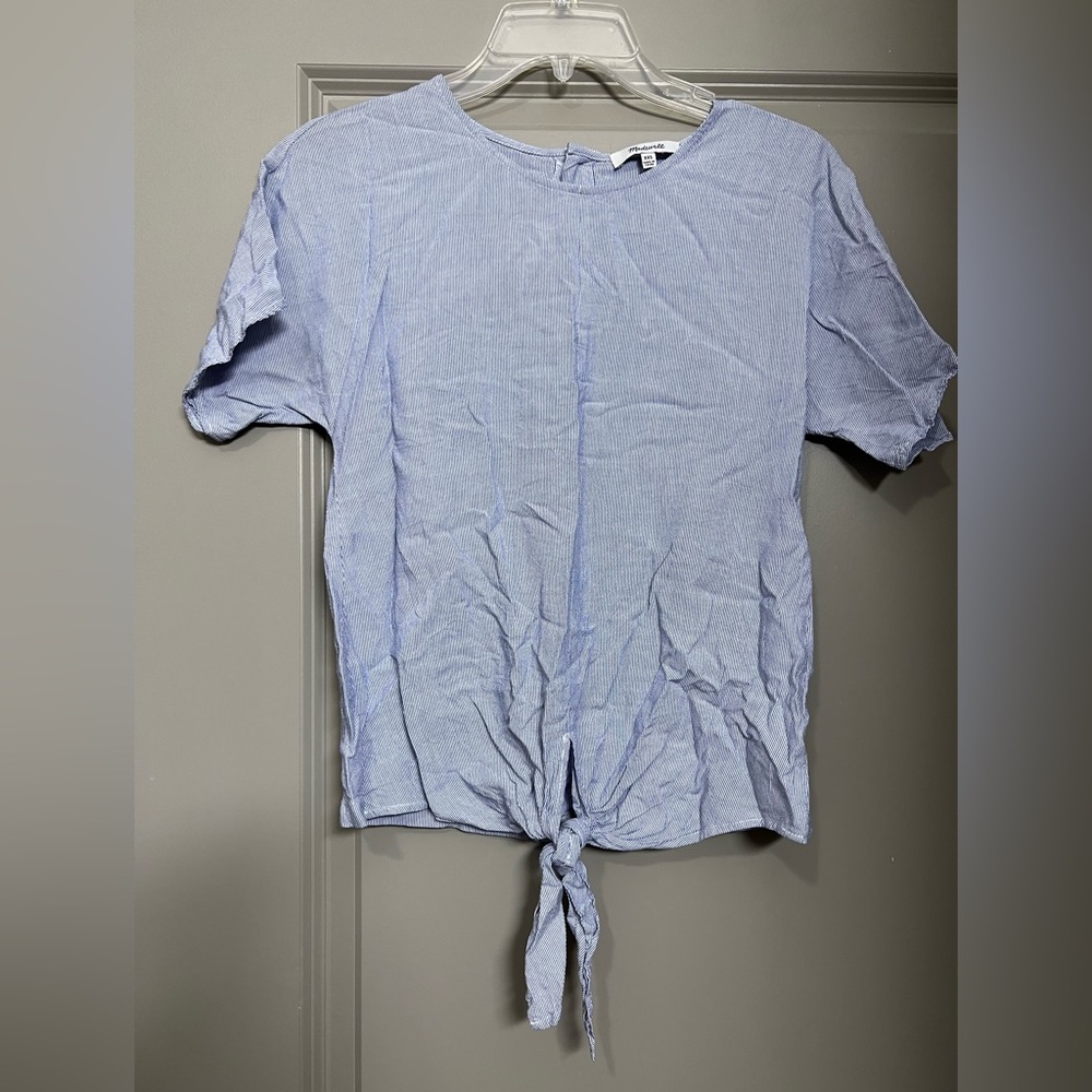Madewell Button Back Striped Front-Tie Tee Size XXS